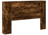 Storage Headboard with LED Smoked Oak Engineered Wood 3418657