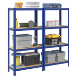 4-Layer Storage Shelves 2 pcs Blue Steel&Engineered Wood 4016935