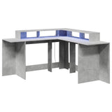 Desk with LED Lights Concrete Grey 152x152x91 cm Engineered Wood 3309459
