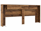 Headboard Cabinet with LED Old Wood 180 x 16.5 x 103.5 cm 8006574