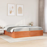 Bed with Mattress Wax Brown 200x200 cm Solid Wood Pine 3281924
