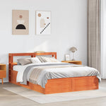 ZNTS Bed Frame with Headboard Wax Brown 150x200 cm King Size Solid Wood Pine 3306341