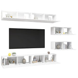6 Piece TV Cabinet Set White Engineered Wood 3078728