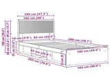 Bed Frame with Storage and Headboard Smoked Oak 100 x 200 cm 3414247