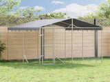 Outdoor Dog Kennel with Roof Silver 3x3x2,5 m Galvanised Steel 3190486