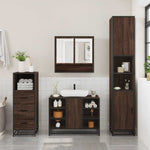 ZNTS 3 Piece Bathroom Furniture Set Brown Oak Engineered Wood 3301124