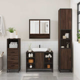 ZNTS 3 Piece Bathroom Furniture Set Brown Oak Engineered Wood 3301124