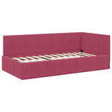 Corner Bed Frame with Headboard Wine Red 90 cm x 200 cm Velvet 42016311