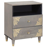Bedside Cabinet Grey 50 x 33 x 62 cm Solid Mango Wood 4018782