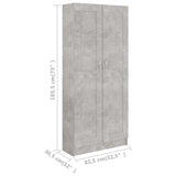 Book Cabinet Concrete Grey 82.5x30.5x185.5 cm Engineered Wood 802736