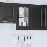 Kitchen Wall Cabinet with Glass Door Kalmar Black Engineered Wood 853528