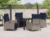 Garden Dining Set with Cushion 5 pcs Grey and Black Rattan 3380583