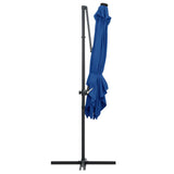 Cantilever Garden Parasol with LED lights and Steel Pole 250x250 cm Azure Blue 46997