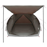 Cabin Tent with Roof Brown grey 4-Person Polyester and Steel 42029011