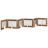 Dog Gate with Stands 6 pcs Old Wood 80 x 60 cm Engineered Wood 892143