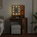 Dressing Table with LED Old Wood 86.5x35x136 cm 857023