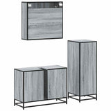 ZNTS 3 Piece Bathroom Furniture Set Grey Sonoma Engineered Wood 3301003