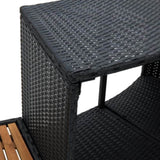 Spa Surround Black Poly Rattan and Solid Acacia Wood 316651