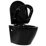 Wall Hung Toilet with Concealed Cistern Ceramic Black 3054478