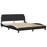Bed Frame with LED without Mattress "Hvar" Black and White 160x200 cm 3213946