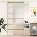 Sliding Door Gold 102.5x205 cm Frosted ESG Glass and Aluminium 155165