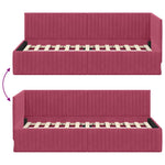 Corner Bed Frame with Headboard Wine red 90 x 190 cm Velvet 42016260