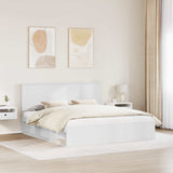 Bed Frame with Headboard White 200 x 200 cm Solid Pine Wood 3409309