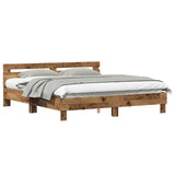 Bed Frame Old Wood 203 x 185 x 70 cm Engineered Wood 3385625
