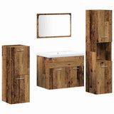 Bathroom Furniture Set with Shelf 5 pcs Brown Engineered Wood 3332602