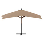 Cantilever Garden Parasol with Wooden Pole 400x300 cm Taupe 318431