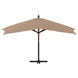 Cantilever Garden Parasol with Wooden Pole 400x300 cm Taupe 318431
