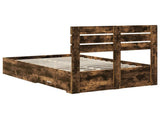 Bed Frame with Drawer Smoked Oak 135 x 190 cm Engineered Wood 3411655