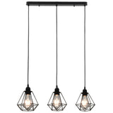 Ceiling Lamp with Diamond Design Black 3 x E27 Bulbs 281633