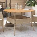 Garden Table with Acacia Wood Top Beige 110x71 cm Poly Rattan 368627