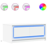 Coffee Table with LED Lights White Engineered Wood 851984