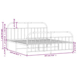 Bed Frame Black Powder-Coated Steel Large Bed Frame Rectangular 353658