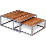 Two Piece Coffee Table Set Solid Acacia Wood 244232