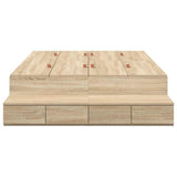 Storage Bed Frame with Drawer Sonoma Oak 120 cm Engineered Wood 3335631