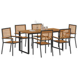Garden Dining Set 7 pcs Black Solid Acacia Wood 3365460