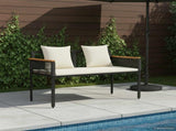 Outdoor Bench Black and Cream White 117 x 54 x 74.5 cm 42025238