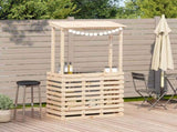 Outdoor Bar Table with Roof 112.5x57x195.5 cm Solid Wood 832534