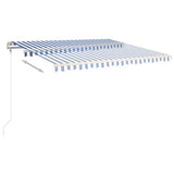 Manual Retractable Awning with Posts 4.5x3.5 m Blue and White 3070036