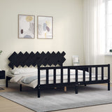 Bed Frame without Mattress Black 200x200 cm Solid Wood Pine 3193490