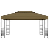 ZNTS Gazebo with LED String Lights 3x4 m Taupe 3070310