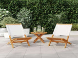 Garden Chairs 2 pcs Cream White Solid Wood Acacia and Fabric 367690