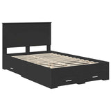 Bed Frame with Headboard Black 120 x 190 cm Engineered Wood 3409668