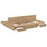Storage Bed Frame Artisan Oak 135 x 190 cm Engineered Wood 3335324