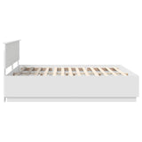 Bed Frame with Headboard White 200 x 200 cm Engineered Wood 3408040