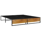 Bed Frame Durable Black Metal Bed Frame Rectangular Modern 324817