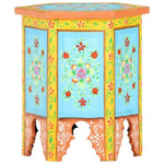 ZNTS Hand-painted Side Table Multicolour 38x33x42 cm Solid Mango Wood 285879